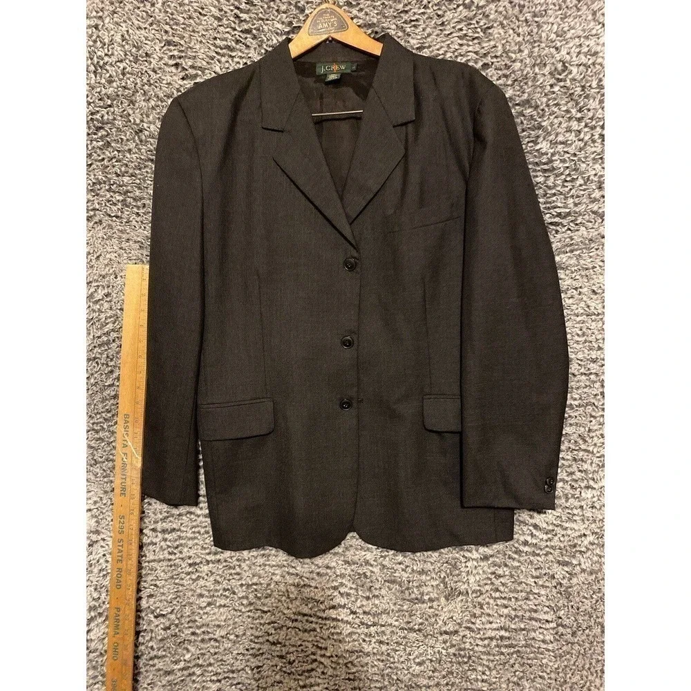 J. Crew 100 Percent wool 3 button blazer coat Dark Gray size Large